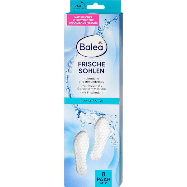 Einlegesohlen Frischesohlen weiß, Gr. 36-38 (8 Paar) Balea