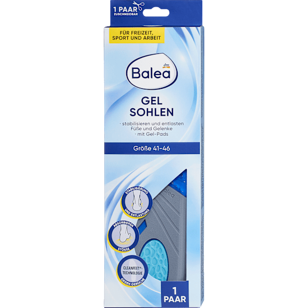 Einlegesohlen Gel Sohle, Gr. 41-46 (1 Paar) Balea