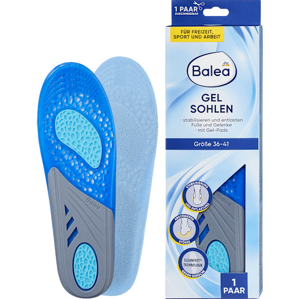 Einlegesohlen Gel Sohlen, Gr. 36-41 (1 Paar) Balea