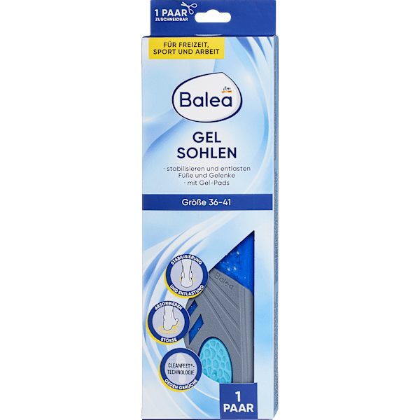 Einlegesohlen Gel Sohlen, Gr. 36-41 (1 Paar) Balea