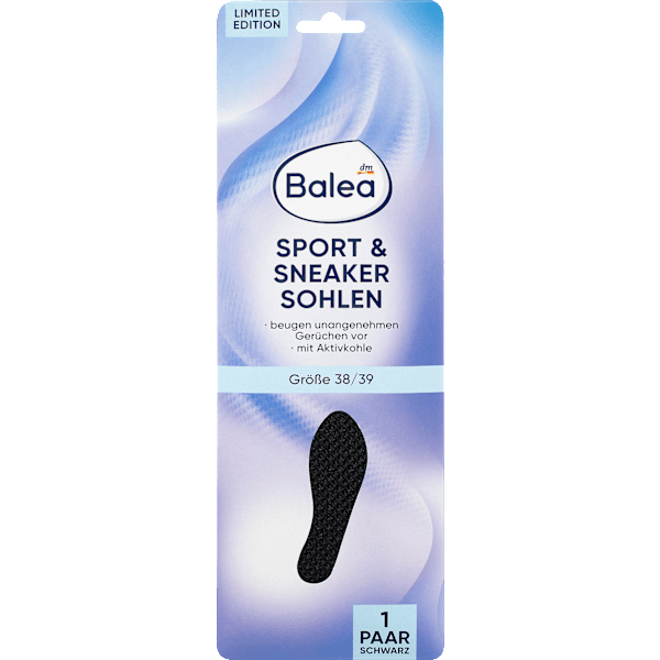 Einlegesohlen Sport & Sneaker schwarz, Gr. 38/39 (1 Paar) Balea