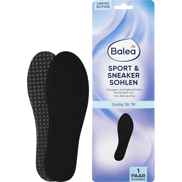 Einlegesohlen Sport & Sneaker schwarz, Gr. 38/39 (1 Paar) Balea