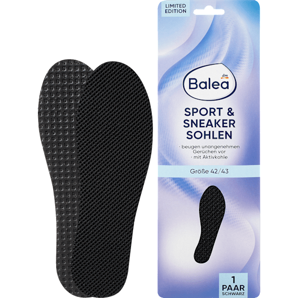 Einlegesohlen Sport & Sneaker schwarz, Gr. 42/43 (1 Paar) Balea