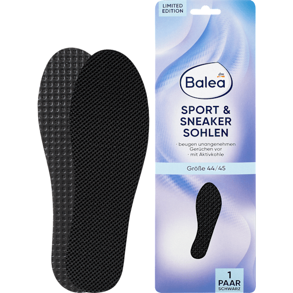 Einlegesohlen Sport & Sneaker schwarz, Gr. 44/45 (1 Paar) Balea