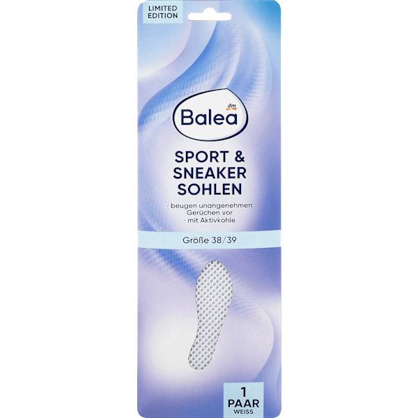 Einlegesohlen Sport & Sneaker weiß, Gr. 38/39 (1 Paar) Balea