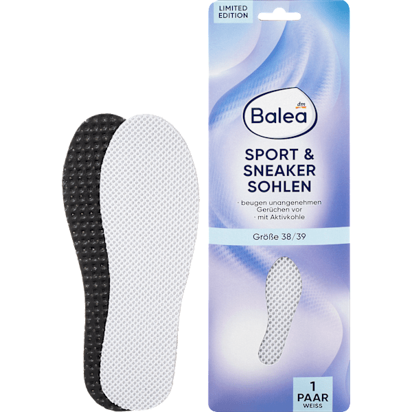 Einlegesohlen Sport & Sneaker weiß, Gr. 38/39 (1 Paar) Balea