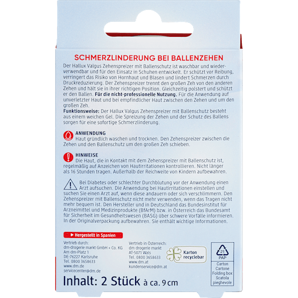 Hallux Valgus Zehenspreizer mit Ballenschutz Balea
