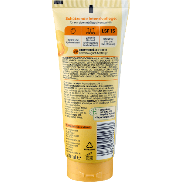Handcreme Q10 mit Aprikosenöl und LSF15 Balea