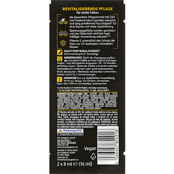 Gesichtsmaske Q10 Anti-Falten (2x8 ml) Balea MEN