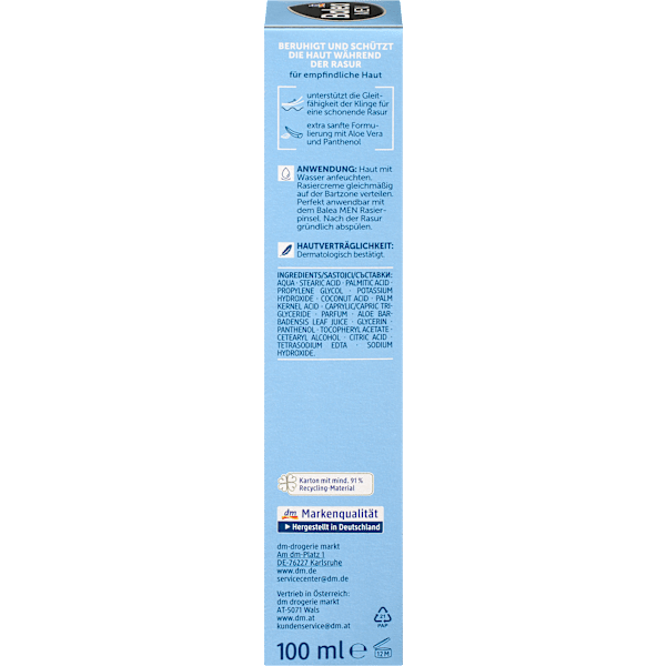 Rasiercreme Sensitive Balea MEN