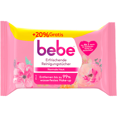 bebe Refreshing make-up remover wipes with rose water, 30 pieces