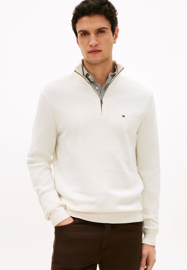 Tommy Hilfiger QUARTER ZIP MOCK NECK - Jumper - ivory petal