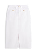 Tommy Hilfiger GOLD-TONE BUTTON WHITE DENIM MIDI SKIRT