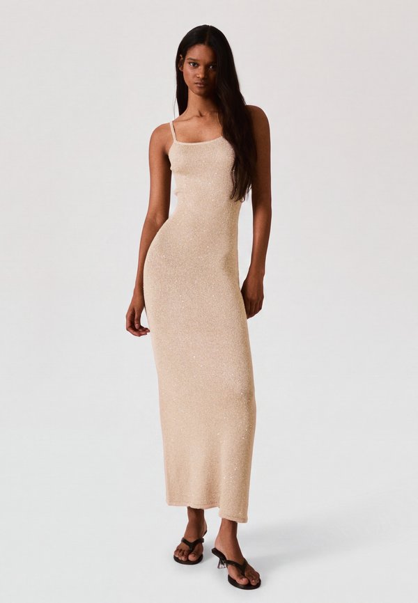 Bershka SEQUIN - MIDI DRESS - Jumper dress - gold-coloured