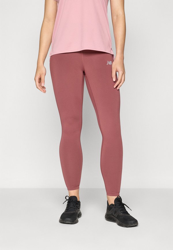 New Balance SLEEK HIGH RISE - Leggings - Trousers - washed burgundy