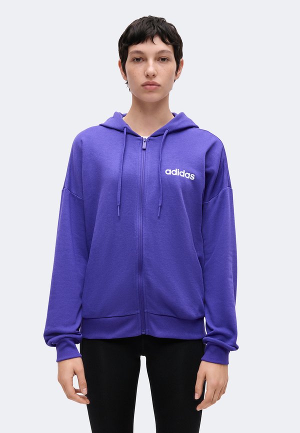 adidas Sportswear ESSENTIALS LINEAR FULL ZIP  HOODIE - Zip-up sweatshirt - pure purple/white
