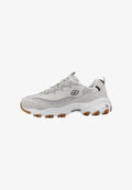 Skechers D'LITES - Trainers - natural leather/duraleather/silver mesh/black trim