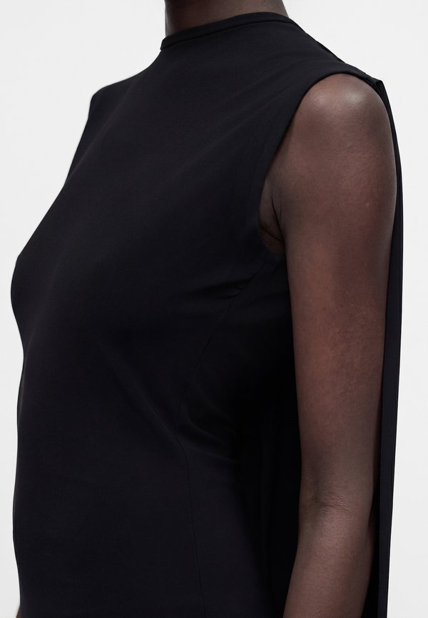 Norma Kamali SLEEVELESS MOCK NECK CAPE COCOON DRESS