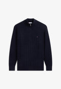 Tommy Hilfiger LASSIC CABLE ZIP MOCK - Jumper - navy blue