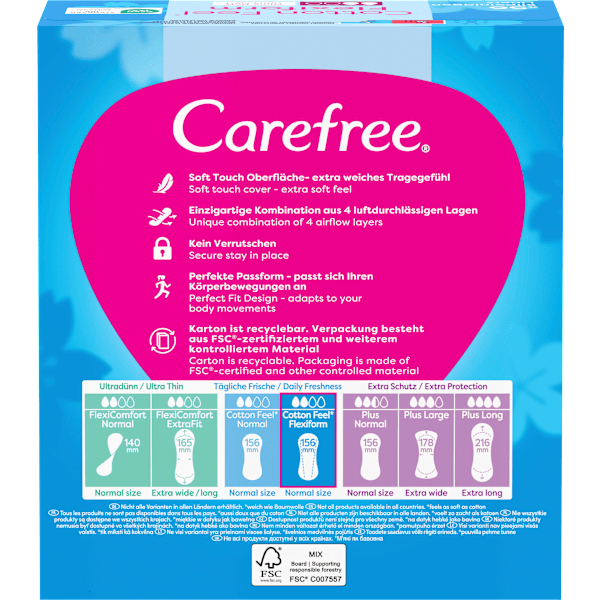 Slipeinlagen Cotton Feel Flexiform ohne Duft Carefree