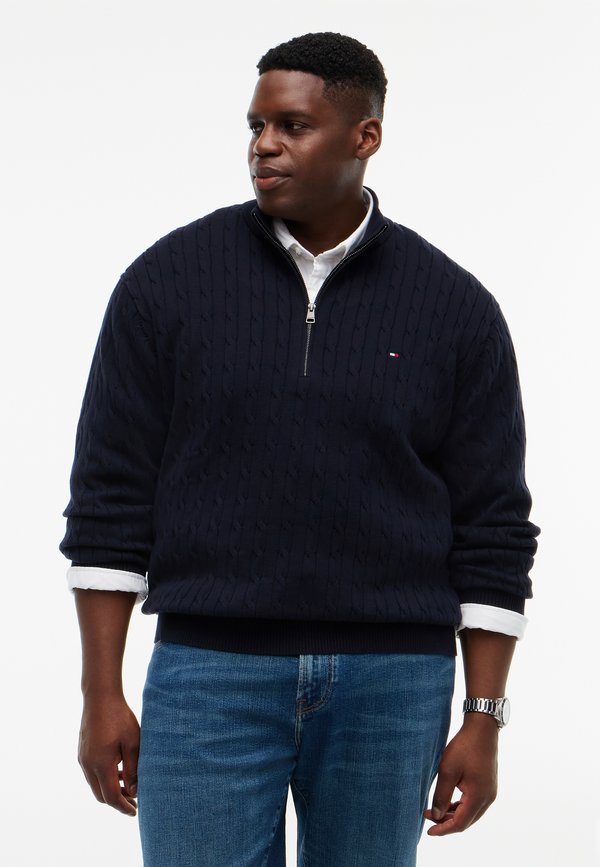 Tommy Hilfiger LASSIC CABLE ZIP MOCK - Jumper - navy blue