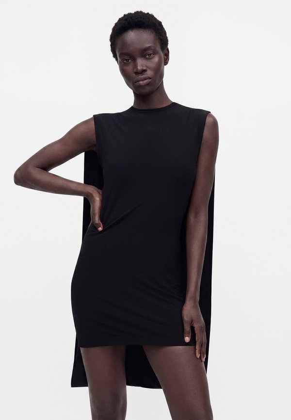 Norma Kamali SLEEVELESS MOCK NECK CAPE COCOON DRESS