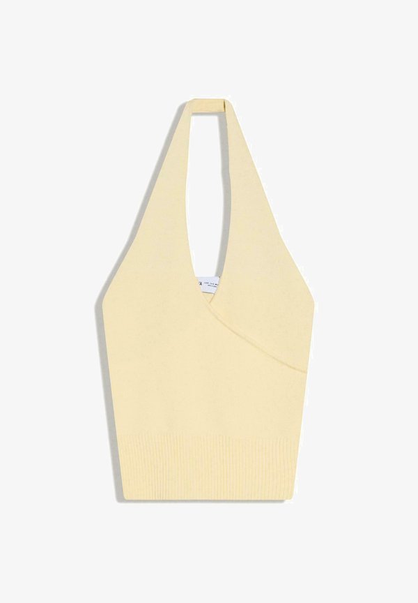 Bershka SURPLICE HALTER - TOP - Top - yellow
