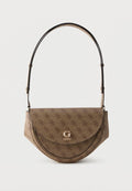 Guess COLEEN LOGO FLAP - Handbag - beige