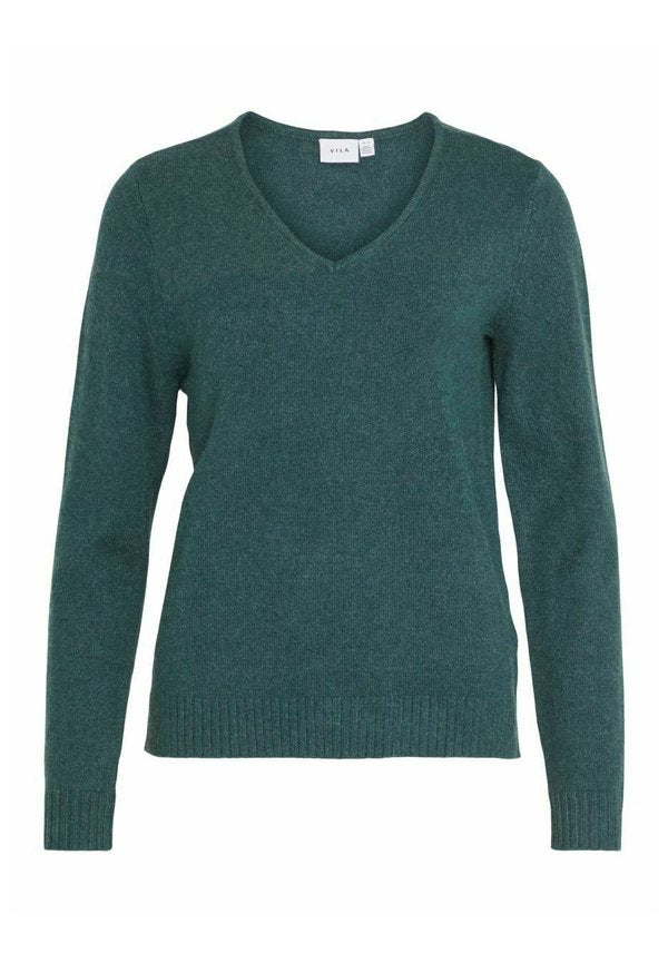 VILA VIRIL V-NECK L/S KNIT TOP - NOOS