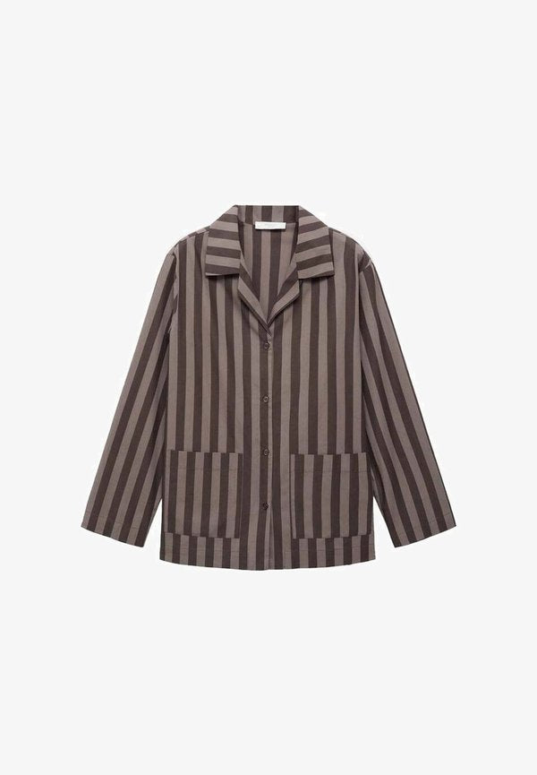 Mango STRIPED - Pyjama top - brown