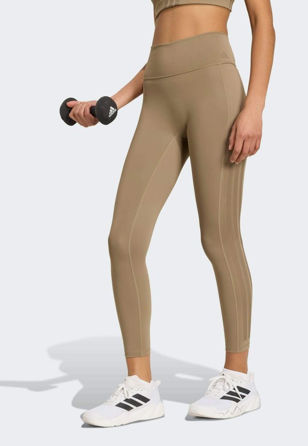 adidas Performance OPTIME WORKOUT 3 STRIPES 7/8 - Leggings - khaki six