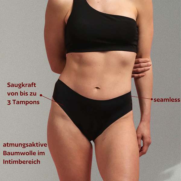 Periodenunterwäsche Slip Cheeky Schwarz Gr. XL dais