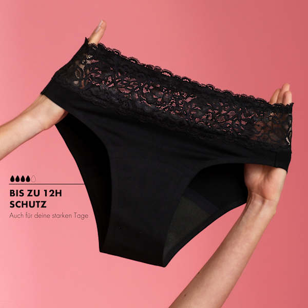 Periodenunterwäsche Slip Spitze schwarz Gr. L dais