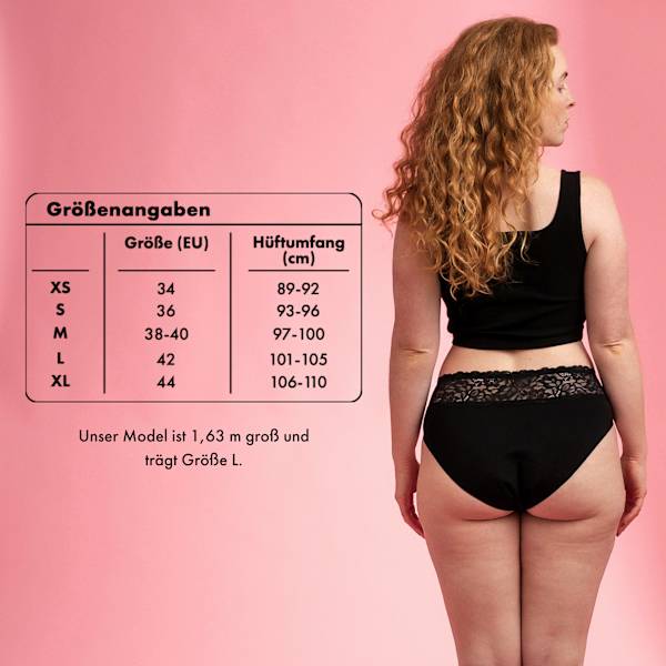 Periodenunterwäsche Slip Spitze schwarz Gr. L dais