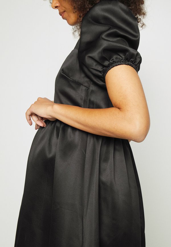 Glamorous Bloom SQUARE NECK PUFF SHORT SLEEVE MIDI DRESS
