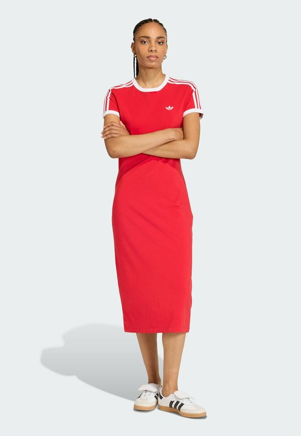 adidas Originals 3S - Jersey dress - better scarlet   white