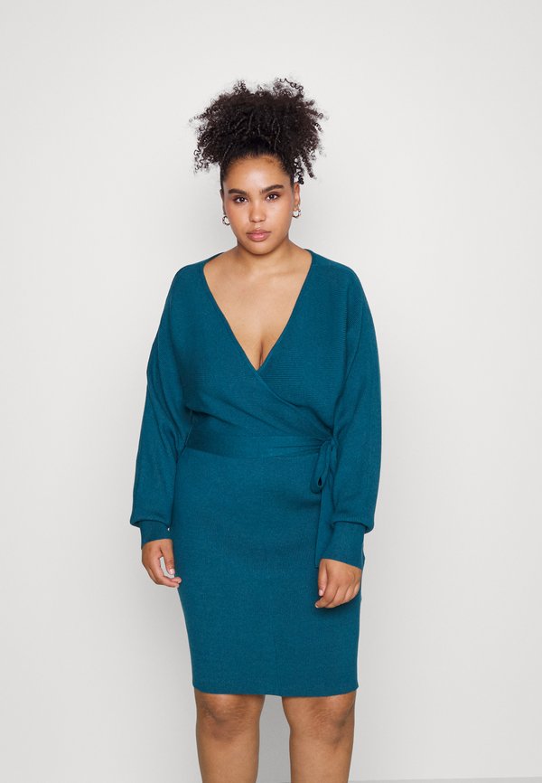 Anna Field Curvy by Zalando WRAP V AUSSCHNITT MINI STRICKKLEID MIT GÜRTEL