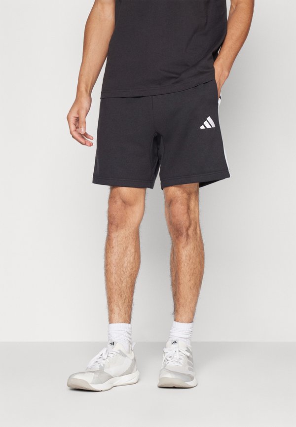 adidas Sportswear ESSENTIALS THREE STRIPES FRENCH TERRY - Sports shorts - black/white