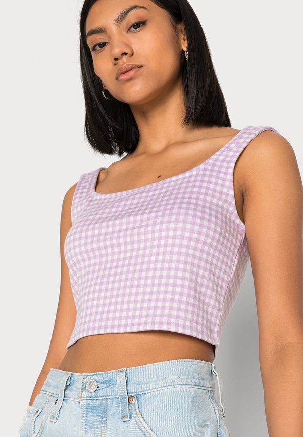 VILA VICHECK SQUARE NECK CROPPED