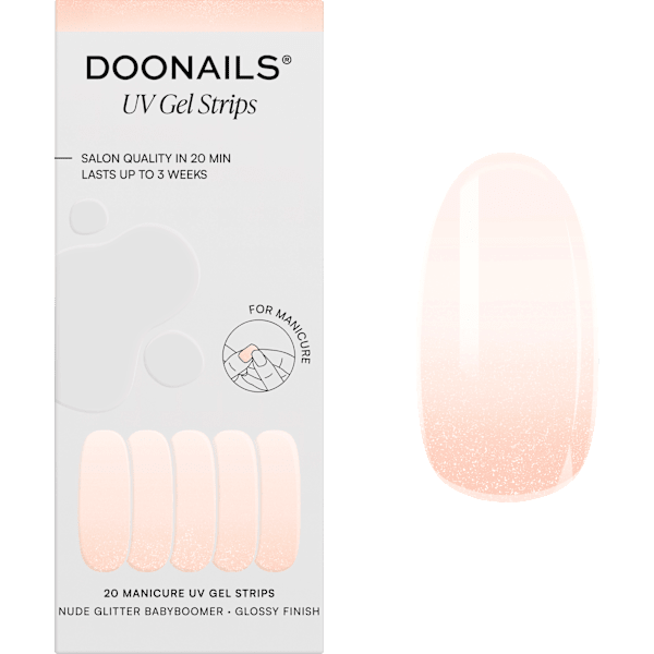 UV Gel Nagelfolien, Gel Strips Nude Glitter Babyboomer Doonails