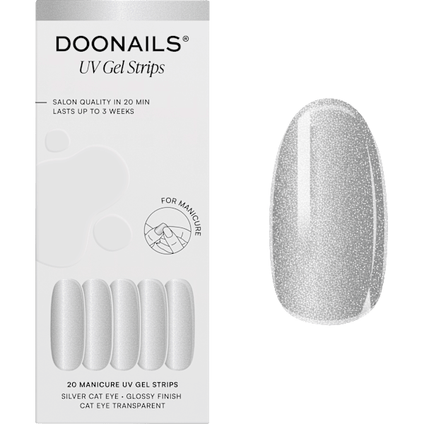 UV Gel Nagelfolien, Gel Strips Silver Cat Eye Doonails