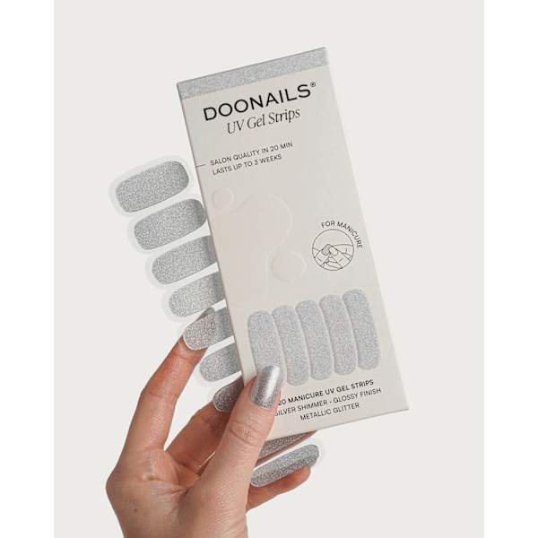 UV Gel Nagelfolien, Gel Strips Silver Shimmer Doonails