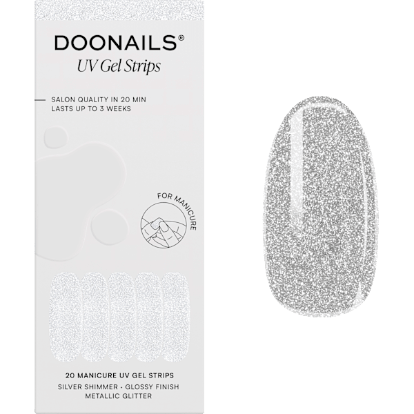 UV Gel Nagelfolien, Gel Strips Silver Shimmer Doonails