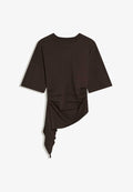 Bershka GATHERED SHORT SLEEVE - T-SHIRT 01429360 - Print T-shirt - dark brown
