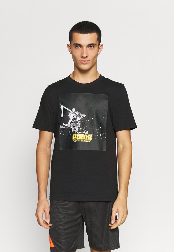 Puma QUALIFIER TEE - Print T-shirt - black