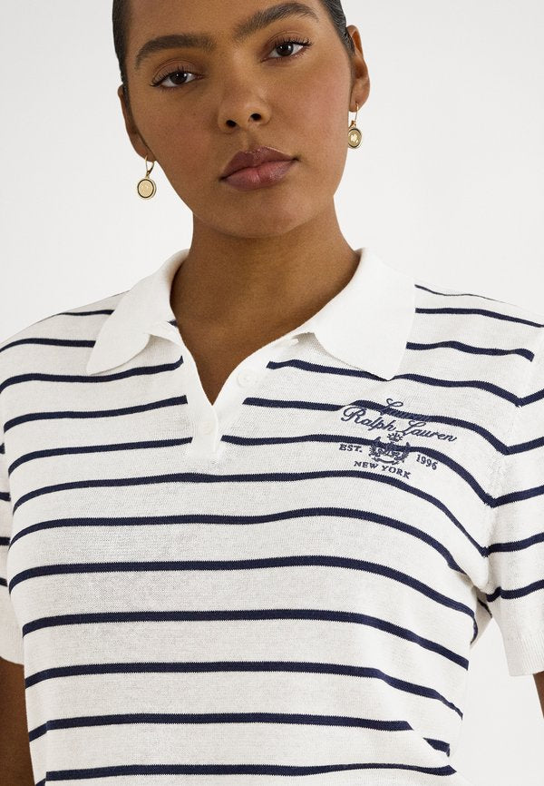 Lauren Ralph Lauren Woman STRIPED COTTON-BLEND POLO