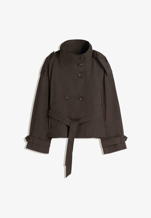 Bershka FUNNEL NECK TRENCH JACKET 00030200 - Summer jacket - dark brown