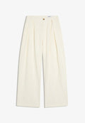Bershka WIDE-LEG LOW-RISE TEXTURED TROUSERS - Trousers - white