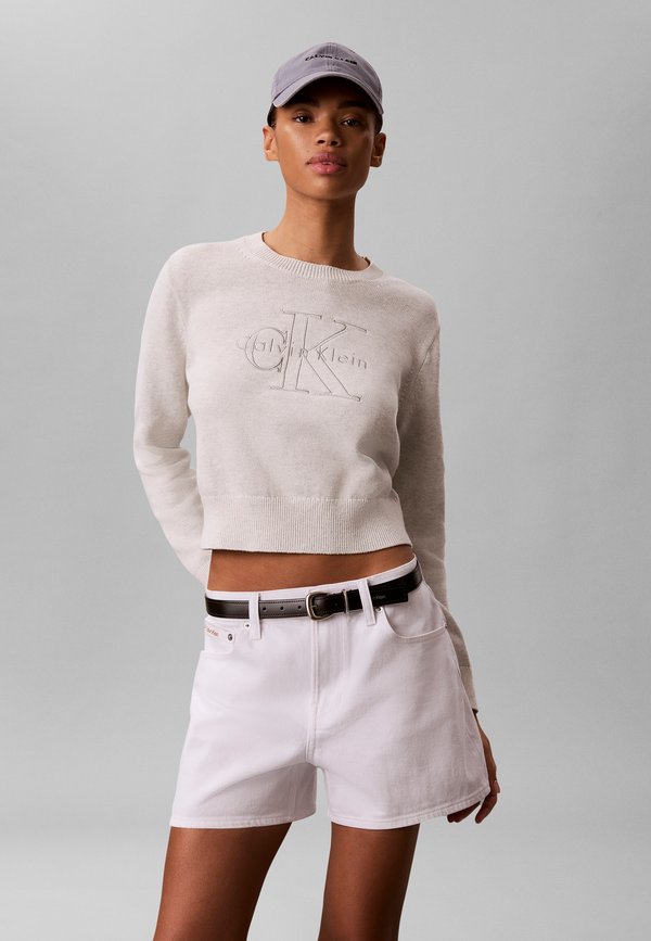 Calvin Klein Jeans LOGO OUTLINE TOP - Jumper - light grey heather