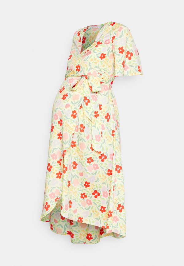 Glamorous Bloom MIDI WRAP DRESS WITH  SLEEVES TIE DETAIL